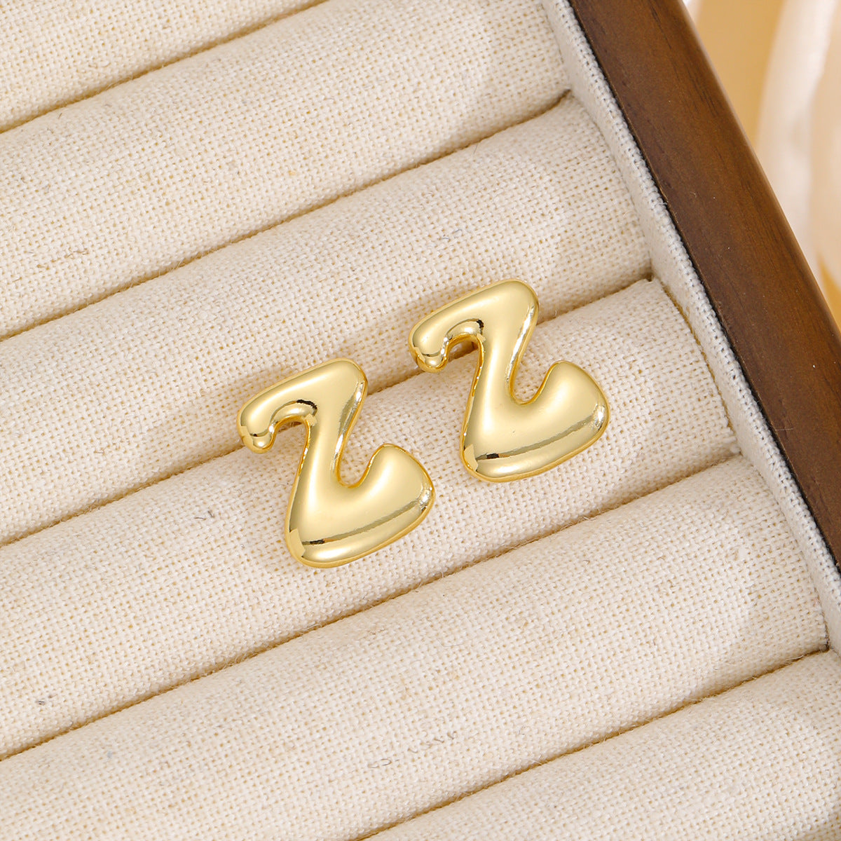 18K Gold-Plated Bubble Letter Stud Earrings - Carri's Cache