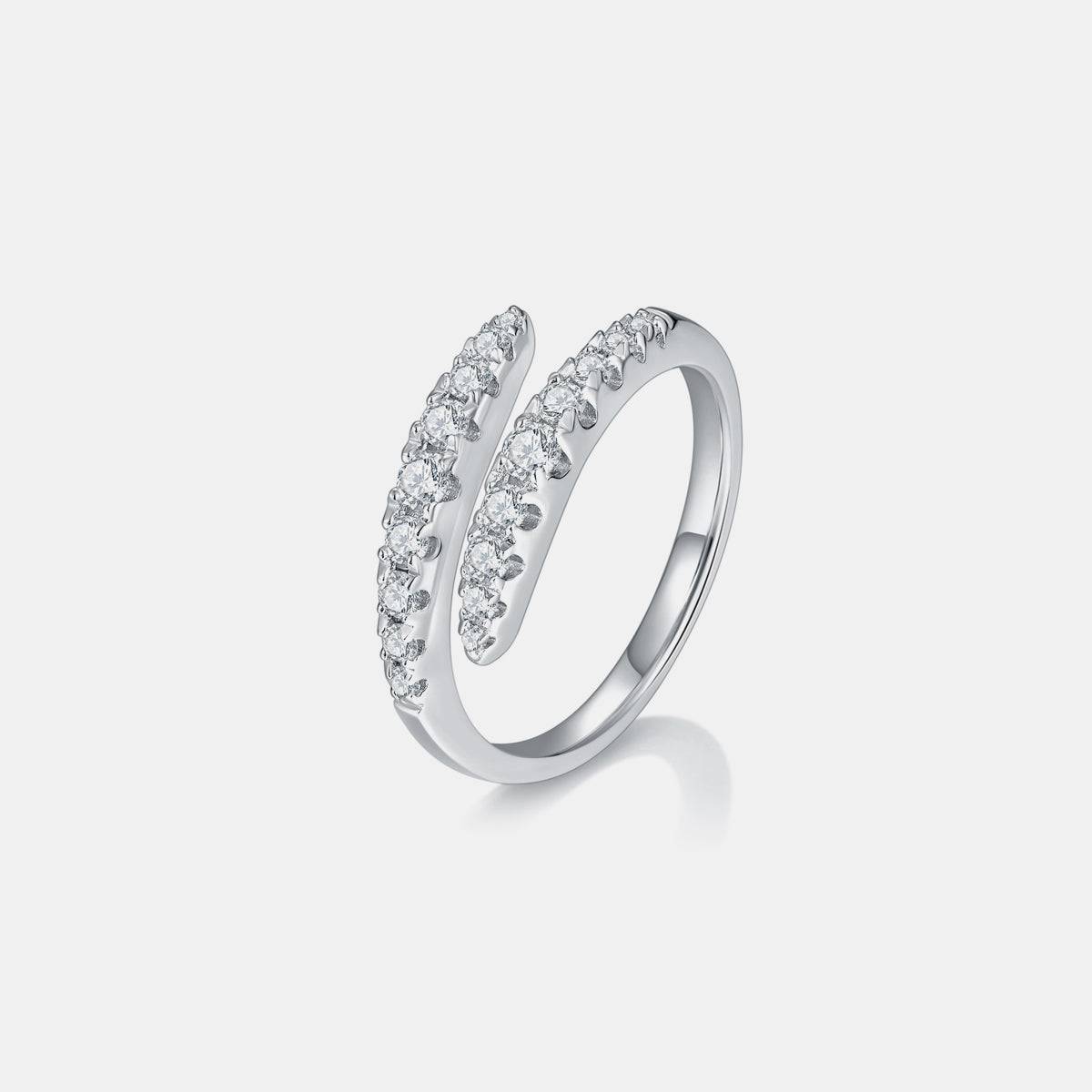 925 Sterling Silver Moissanite Bypass Ring - Carri's Cache