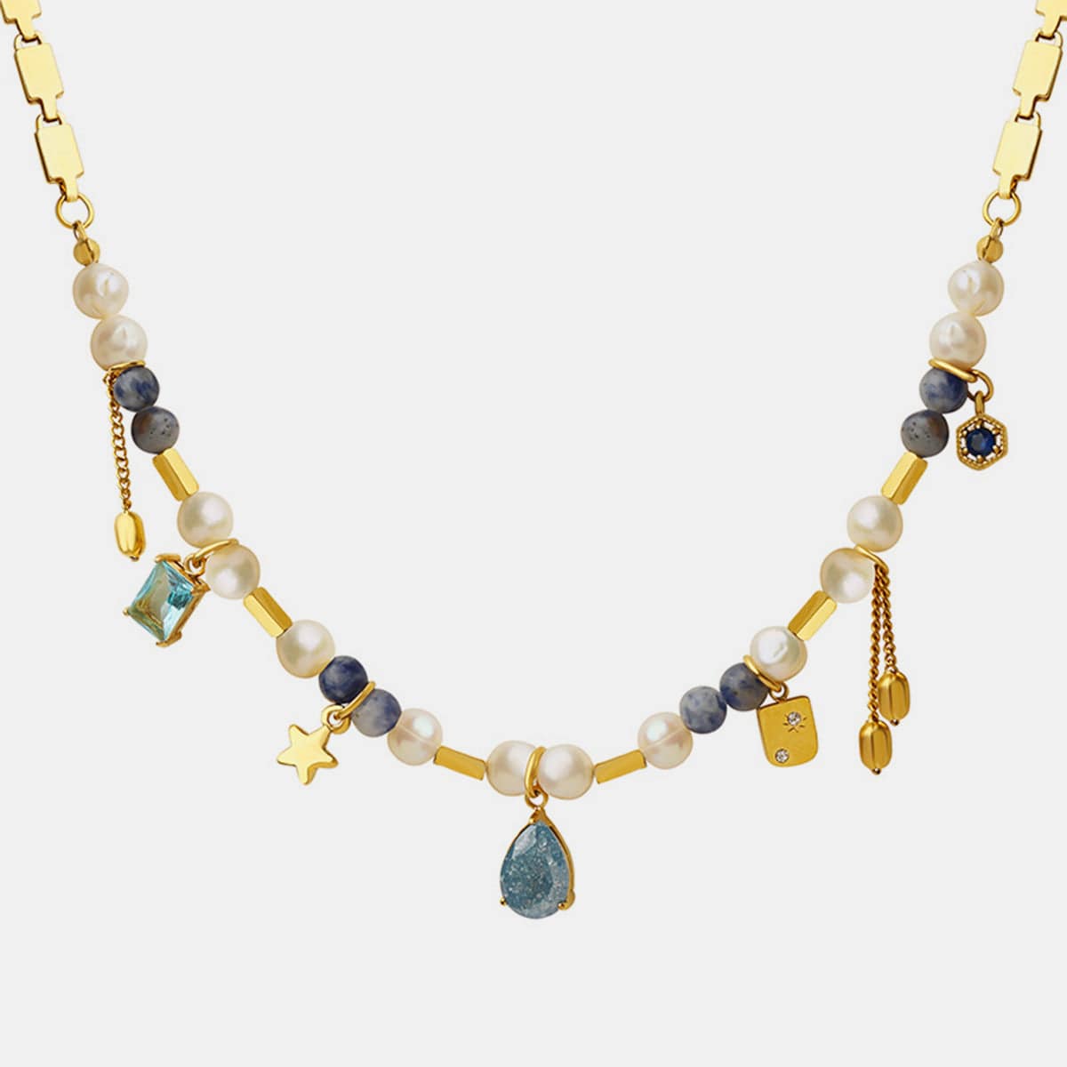 18K Gold-Plated Beaded Charm Necklace - Carri's Cache