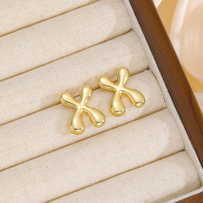 18K Gold-Plated Bubble Letter Stud Earrings - Carri's Cache