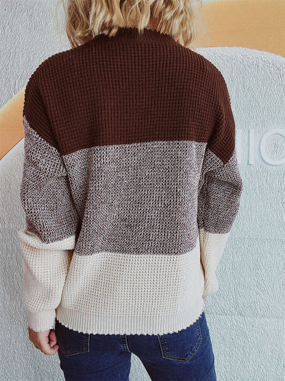 Color Block Long Sleeve Sweater - Carri's Cache