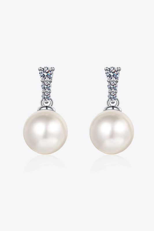 Moissanite Pearl Drop Earrings - Carri's Cache