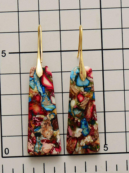 Geometrical Shape Imperial Jasper Dangle Earrings - Carri's Cache