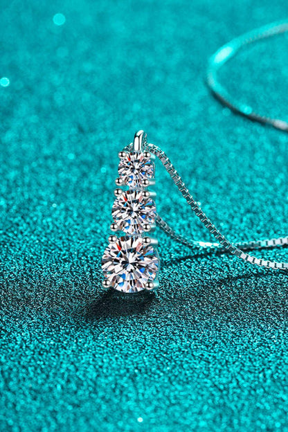 1.8 Carat Moissanite Triple-Pendant Necklace - Carri's Cache