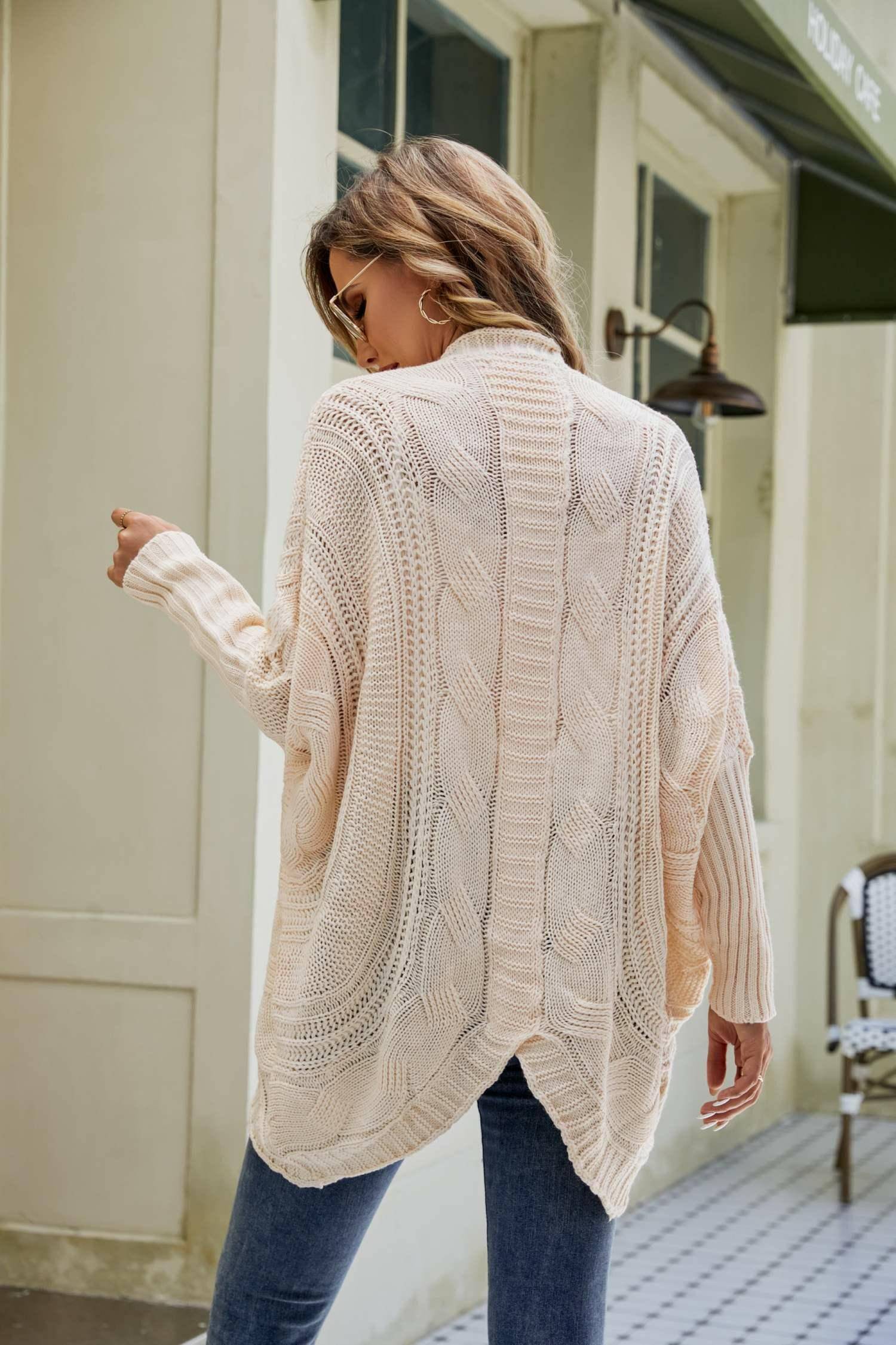 Mixed Knit Open Front Dolman Sleeve Cardigan - Carri's Cache