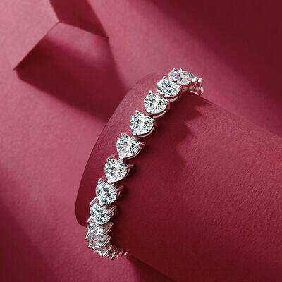 24 Carat Moissanite 925 Sterling Silver Heart Bracelet - Carri's Cache