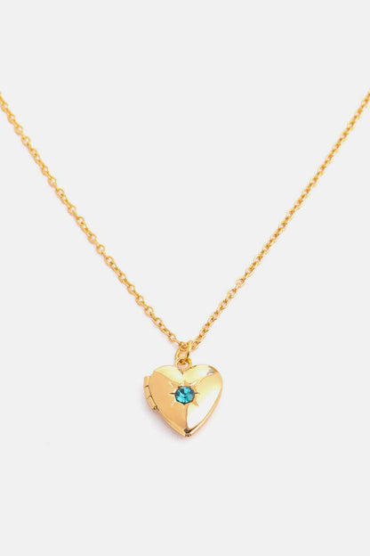 Zircon Heart Shape 14K Gold-Plated Pendant Necklace - Carri's Cache