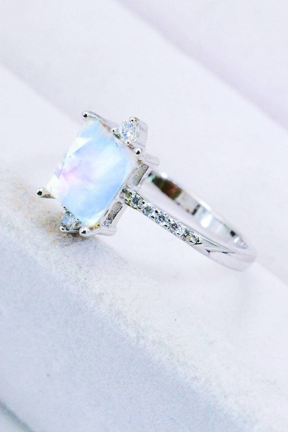 925 Sterling Silver Square Moonstone Ring.