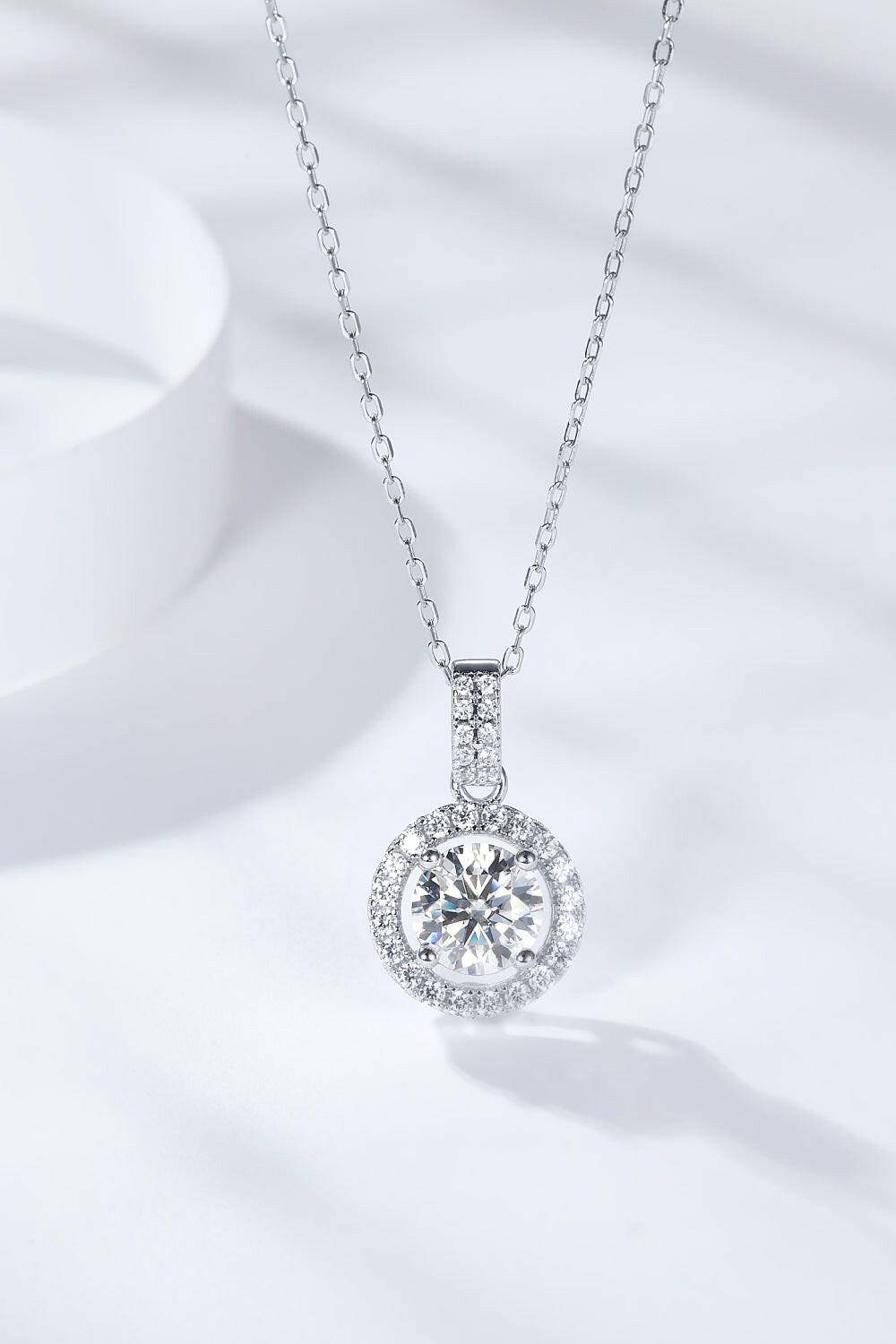 2 Carat Moissanite Round Pendant Necklace.