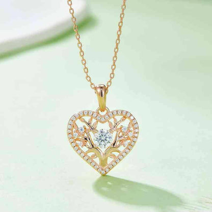 Moissanite 925 Sterling Silver Heart Shape Necklace - Carri's Cache