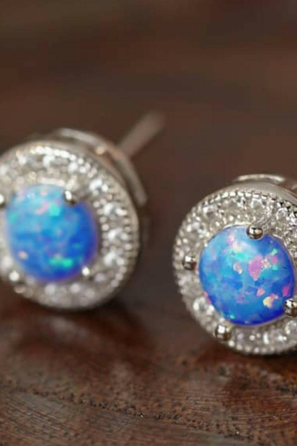 Opal 4-Prong Round Stud Earrings.