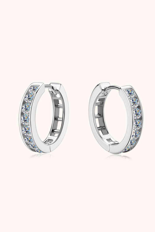 Moissanite 925 Sterling Silver Huggie Earrings - Carri's Cache