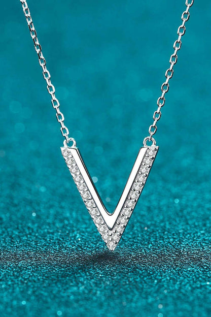 Sterling Silver V Letter Pendant Necklace - Carri's Cache