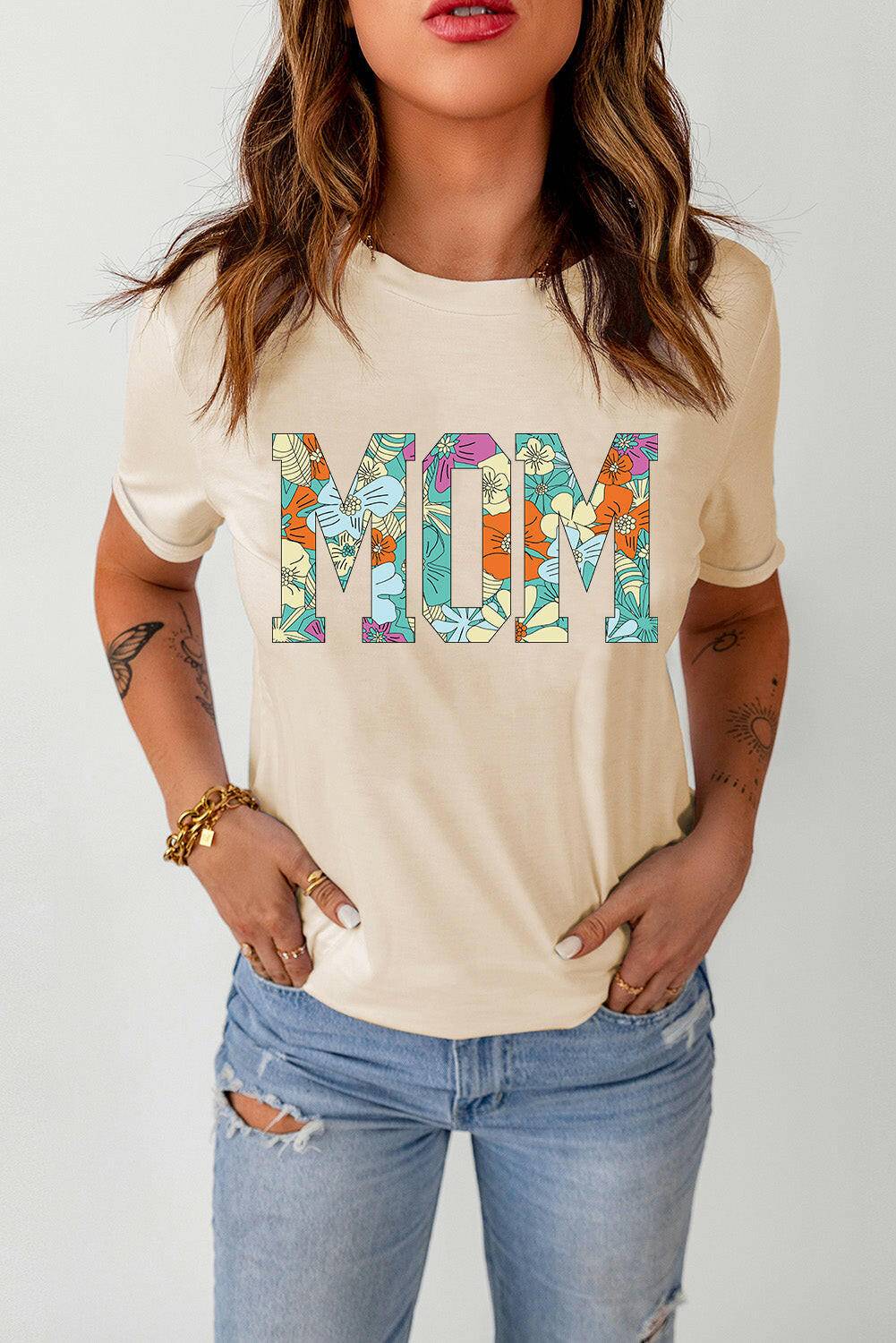 MOM Floral Graphic T-Shirt.