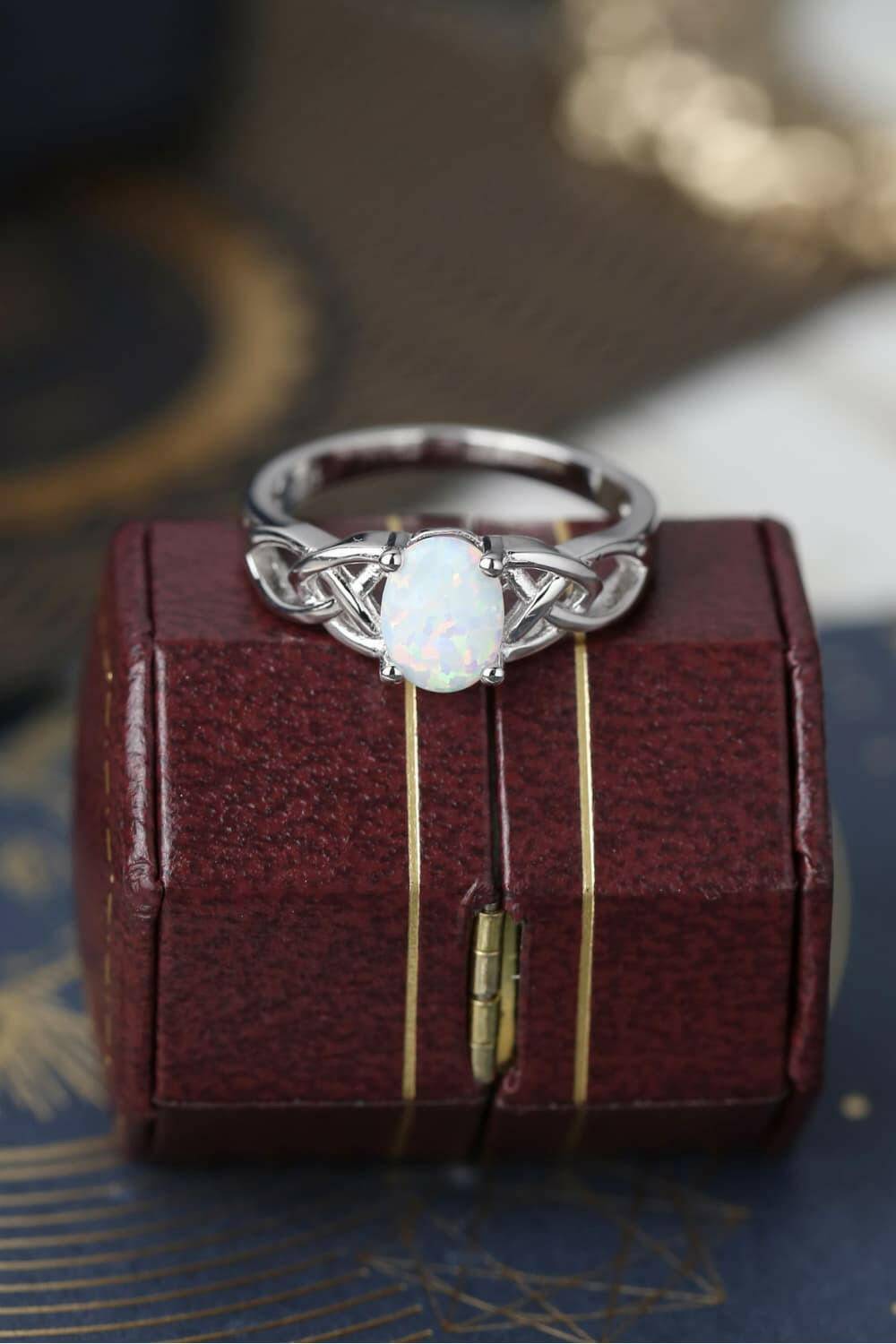 Crisscross 4-Prong Opal Ring.