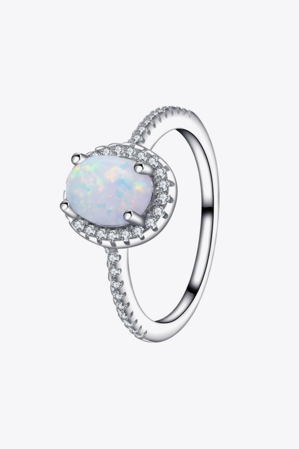 Opal 925 Sterling Silver Halo Ring - Carri's Cache