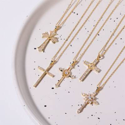 Stainless Steel Inlaid Zircon Cross Necklace - Carri's Cache