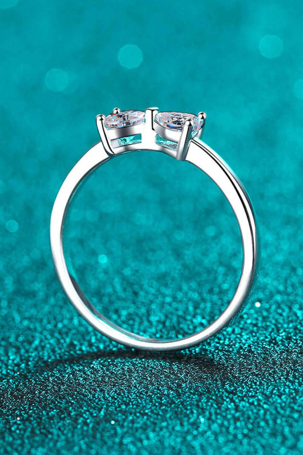 Moissanite Bow Rhodium-Plated Ring.