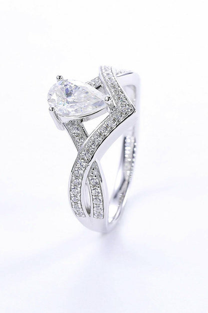 Moissanite Teardrop 925 Sterling Silver Ring - Carri's Cache