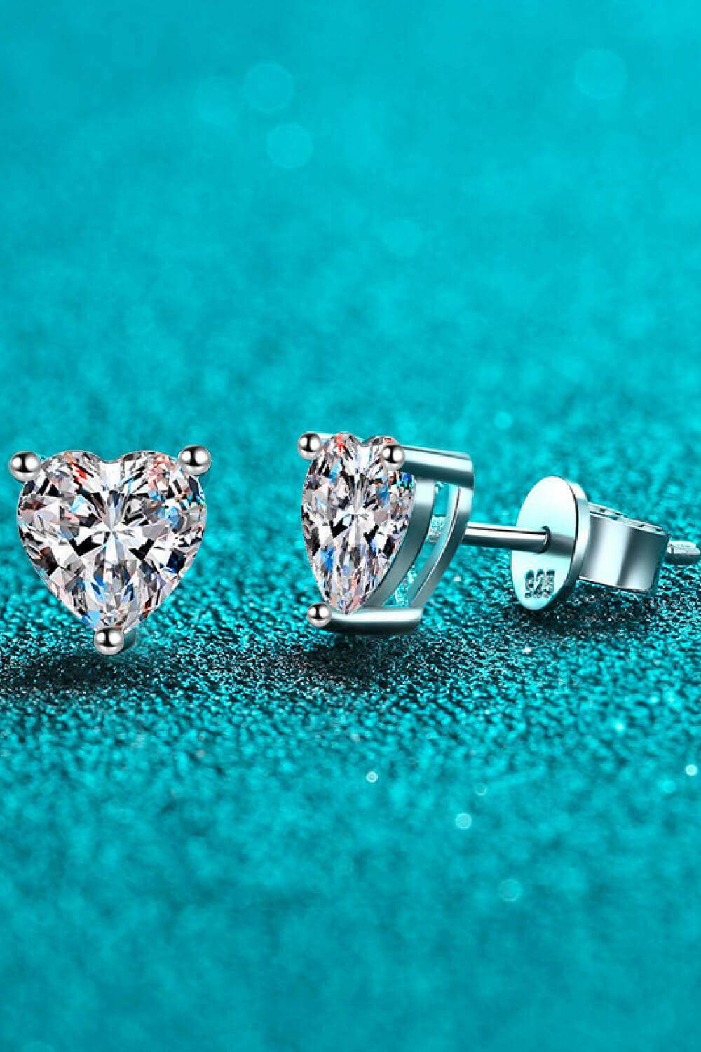 2 Carat Moissanite Heart-Shaped Stud Earrings - Carri's Cache