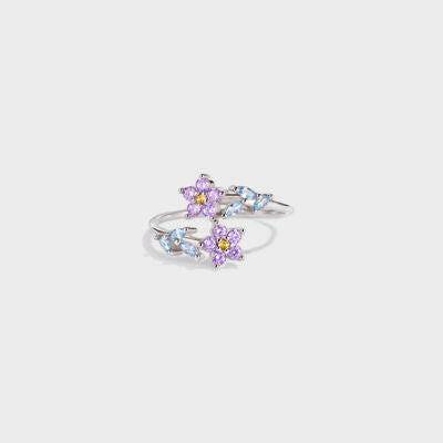 Flower Shape Inlaid Zircon 925 Sterling Silver Ring - Carri's Cache