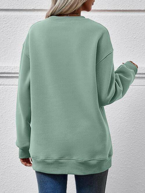 Letter Graphic Dropped Shoulder Sweatshirt - Carri's Cache