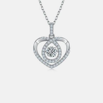 Moissanite 925 Sterling Silver Heart Shape Necklace - Carri's Cache