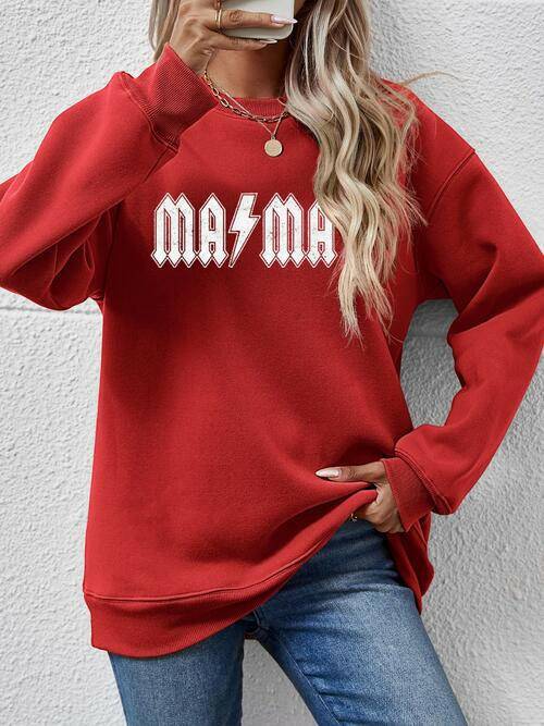 Letter Graphic Dropped Shoulder Sweatshirt - Carri's Cache