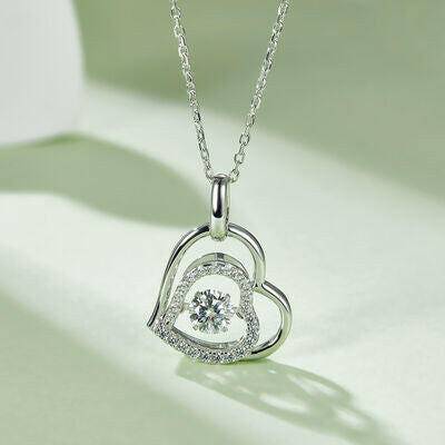 Moissanite 925 Sterling Silver Heart Necklace - Carri's Cache