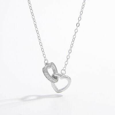 925 Sterling Silver Inlaid Zircon Heart Necklace - Carri's Cache