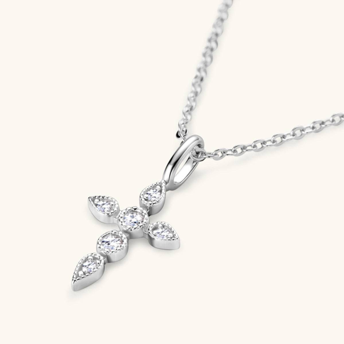 925 Sterling Silver Moissanite Cross Pendant Necklace - Carri's Cache