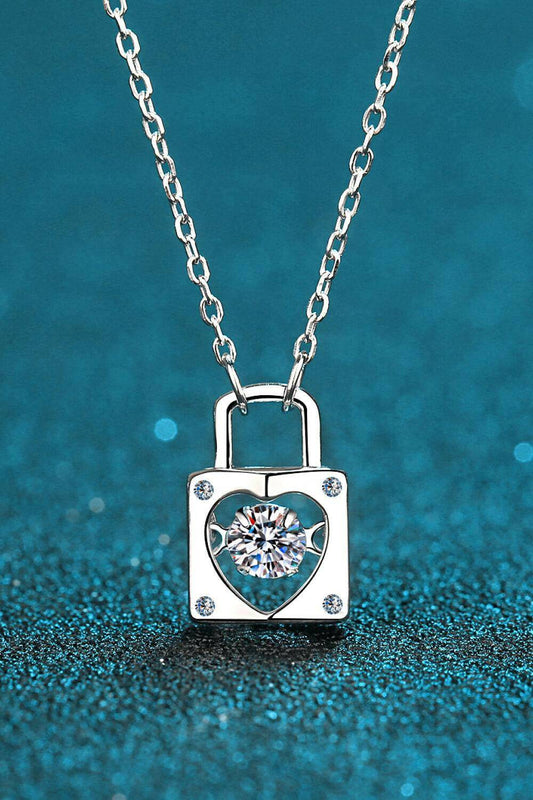 Moissanite Lock Pendant Necklace - Carri's Cache