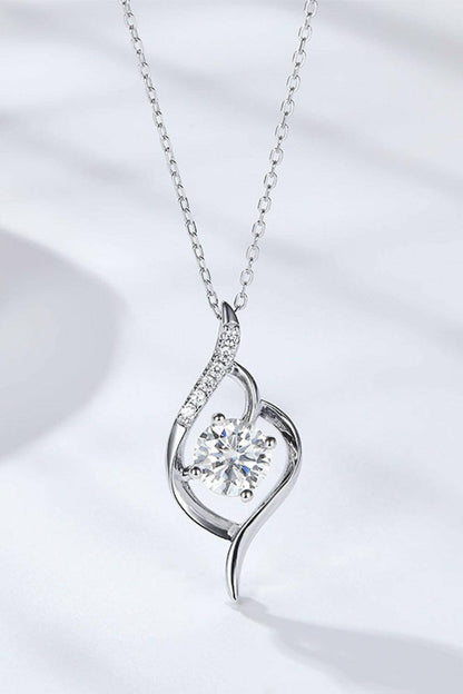 Platinum-Plated 1 Carat Moissanite Pendant Necklace.