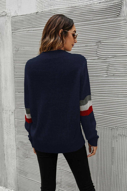 Feeling You Best Striped Cable-Knit Round Neck Sweater - Carri's Cache