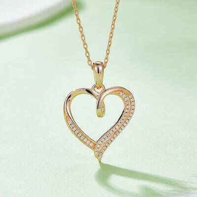 Moissanite 925 Sterling Silver Heart Shape Necklace - Carri's Cache