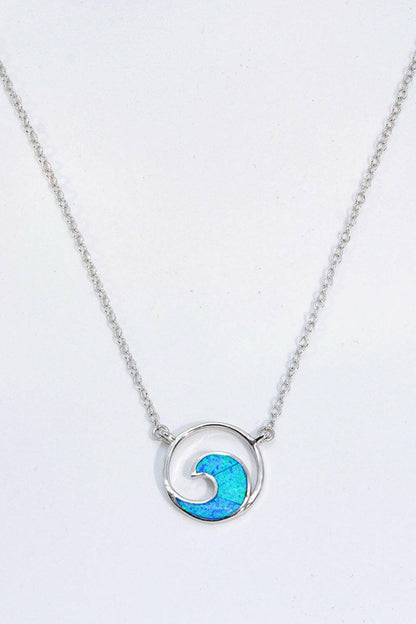 Opal Wave Pendant Necklace.