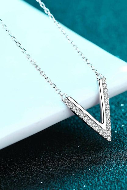 Sterling Silver V Letter Pendant Necklace - Carri's Cache