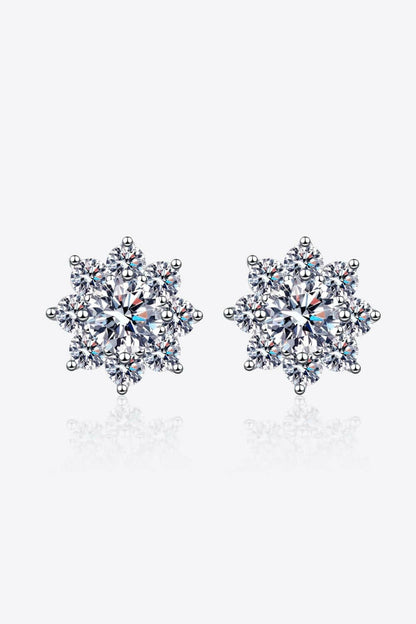 Moissanite 925 Sterling Silver Flower/Snowflake Earrings - Carri's Cache