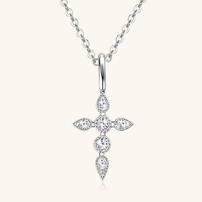 925 Sterling Silver Moissanite Cross Pendant Necklace - Carri's Cache