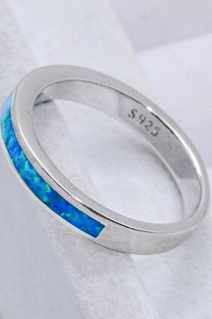 925 Sterling Silver Opal Ring in Sky Blue.