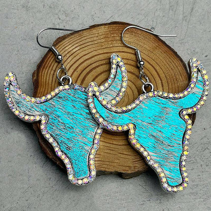 Rhinestone Bull Earrings - Carri's Cache