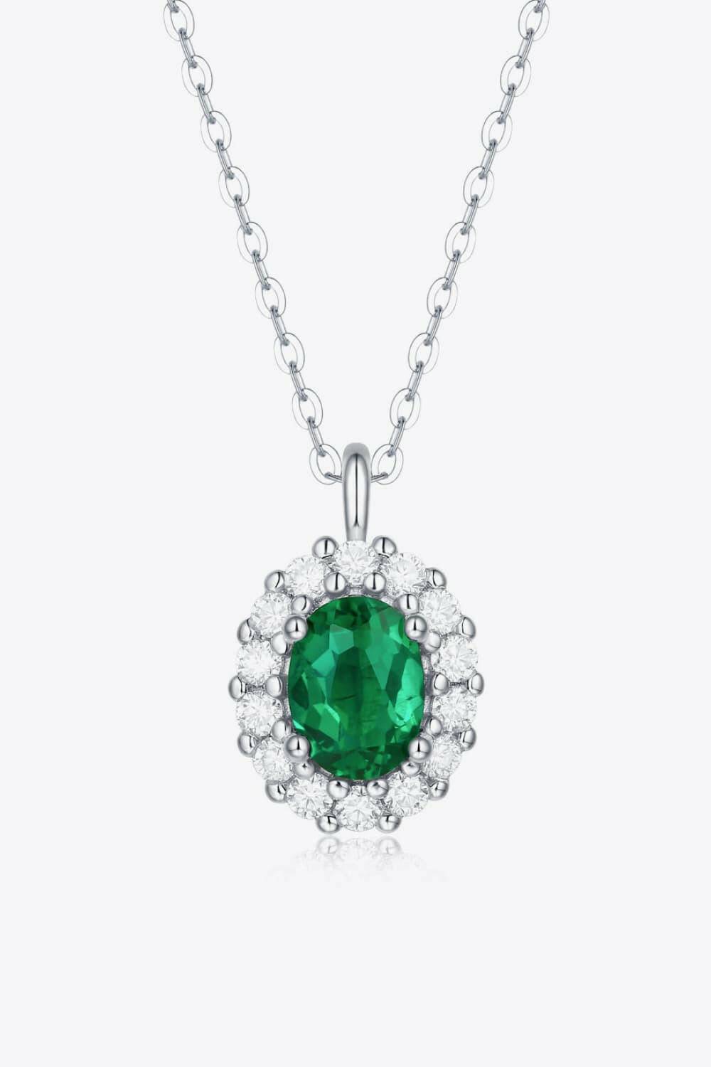 1.5 Carat Lab-Grown Emerald 925 Sterling Silver Necklace - Carri's Cache