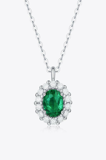 1.5 Carat Lab-Grown Emerald 925 Sterling Silver Necklace - Carri's Cache