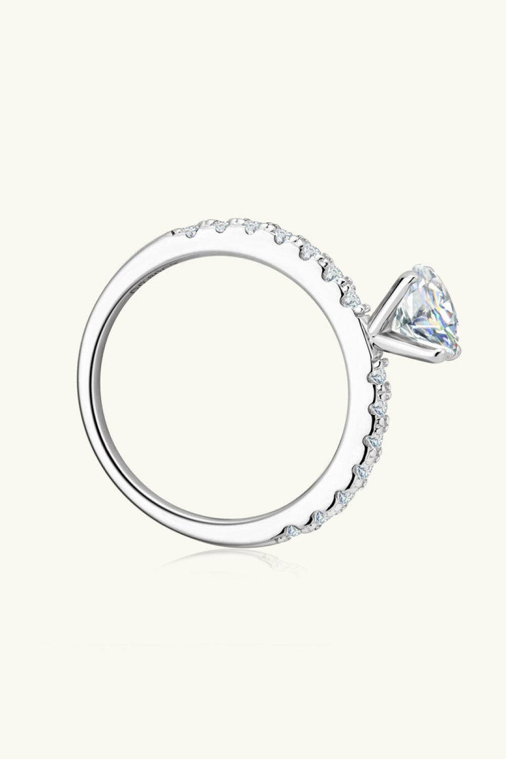 Moissanite Platinum-Plated Side Stone Ring - Carri's Cache