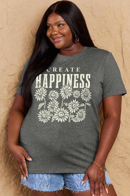 Simply Love Full Size CREATE HAPPINESS Graphic Cotton T-Shirt - Carri's Cache