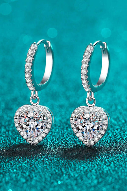 Moissanite Heart-Shaped Drop Earrings.