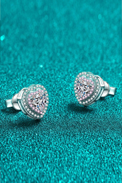 Moissanite Heart-Shaped Stud Earrings.