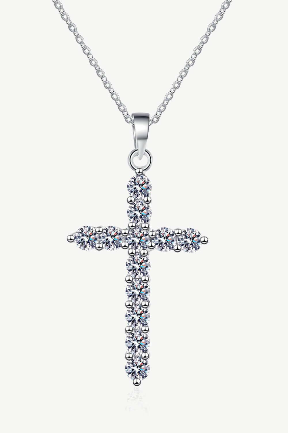 Moissanite Cross Pendant Chain Necklace - Carri's Cache