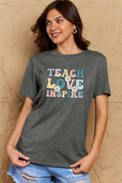 Simply Love Full Size TEACH LOVE INSPIRE Graphic Cotton T-Shirt - Carri's Cache