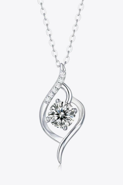 Platinum-Plated 1 Carat Moissanite Pendant Necklace.